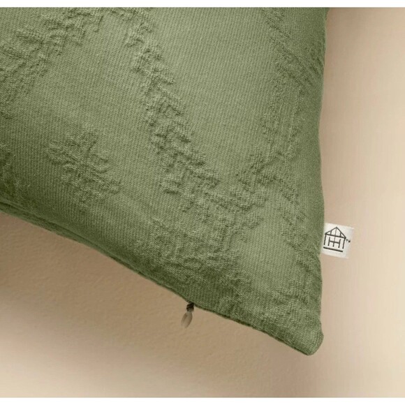 14"x36" Trellis Pattern Lumbar Bed Pillow Sage Green - Hearth & Hand NEW - Picture 4 of 5